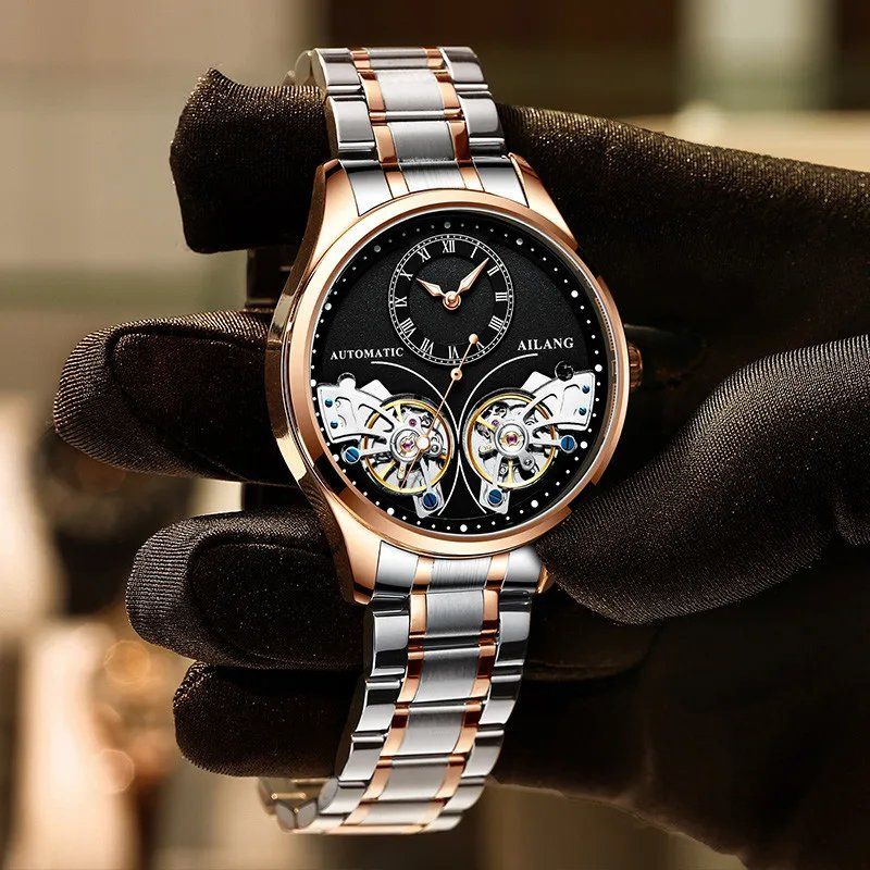 Dobbelt Tourbillon Luminøs Mekanisk Ur