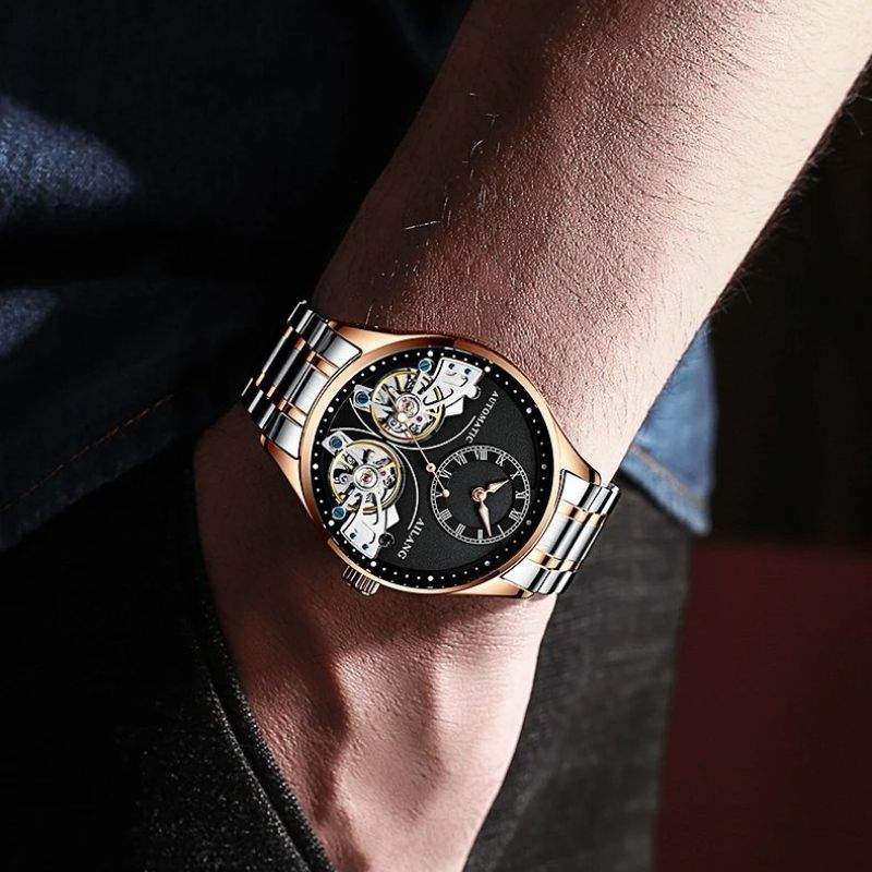Dobbelt Tourbillon Luminøs Mekanisk Ur