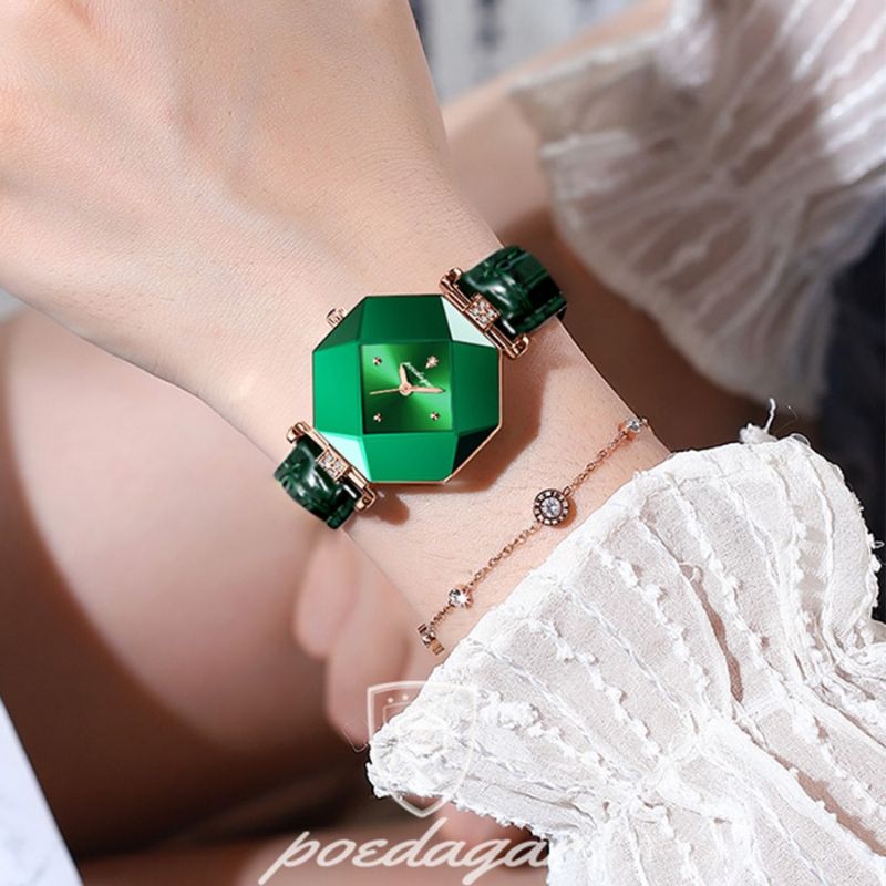 Luksus Grøn Diamant Quarts Ur