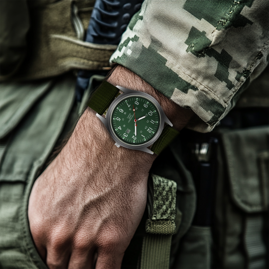 Militær-inspireret casual armbåndsur