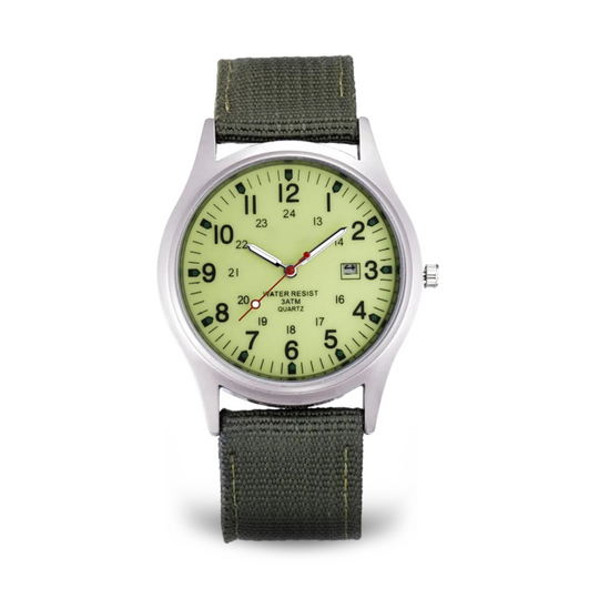 Militær-inspireret casual armbåndsur