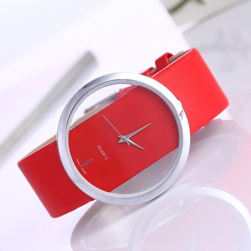 Elegant transparent urskive kvartsur